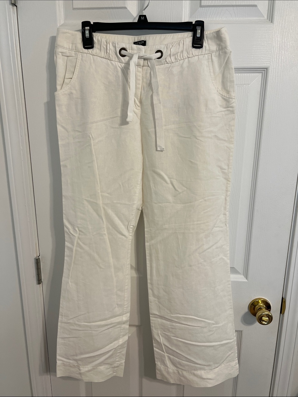 J. Crew Cream Linen-Blend Drawstring Pants